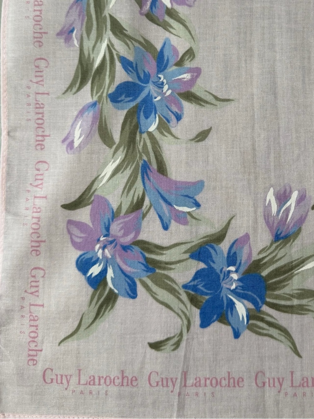 Guy Laroche Blue & Purple Floral Scarf Bandana Bag Accessory NWT